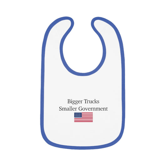 Baby Contrast Trim Jersey Bib - Bigger Trucks Smaller Government