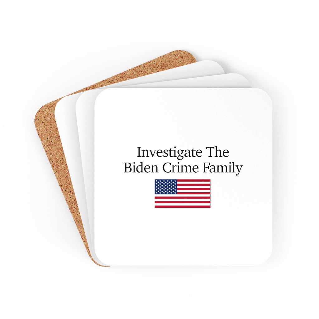 Corkwood Coaster Set - Investigate The Biden Crime Family