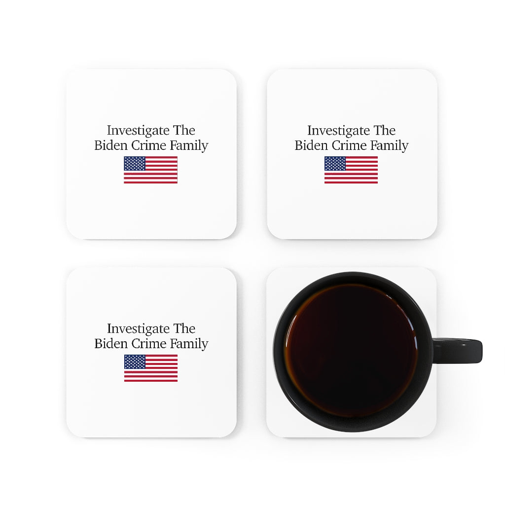 Corkwood Coaster Set - Investigate The Biden Crime Family