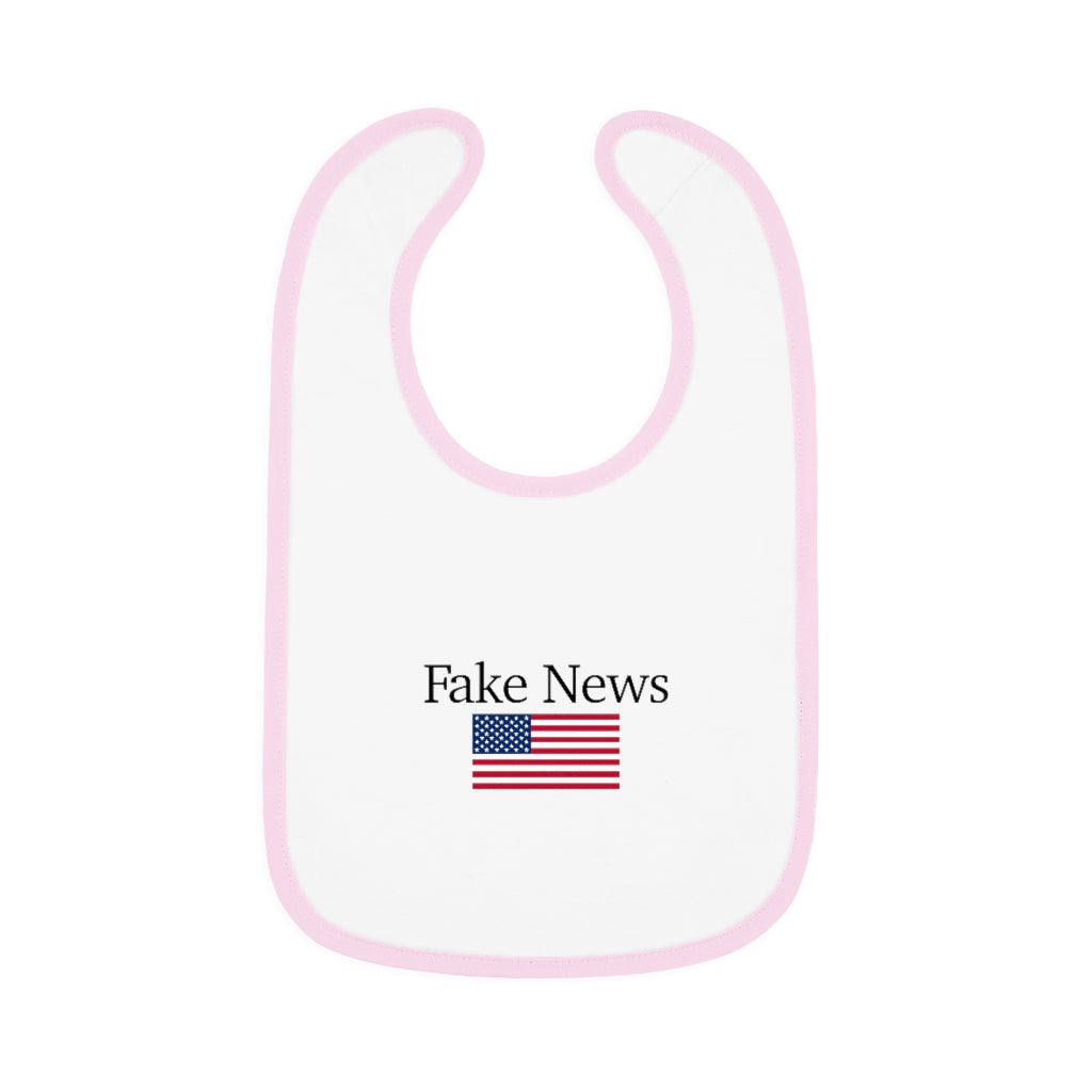 Baby Contrast Trim Jersey Bib - Fake News