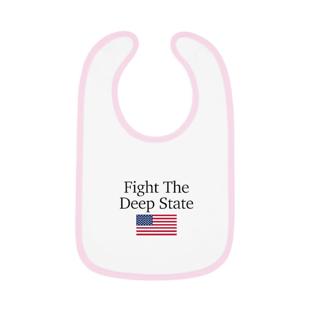 Baby Contrast Trim Jersey Bib - Fight The Deep State