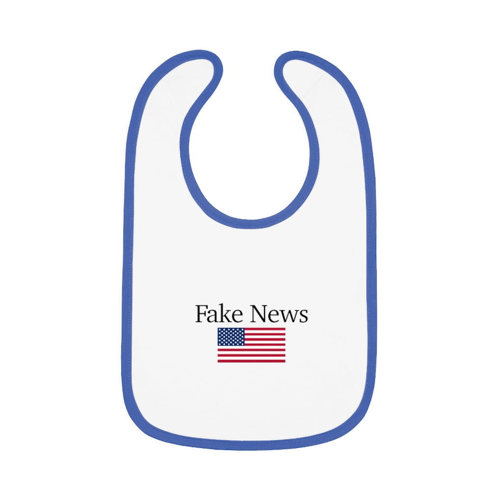 Baby Contrast Trim Jersey Bib - Fake News