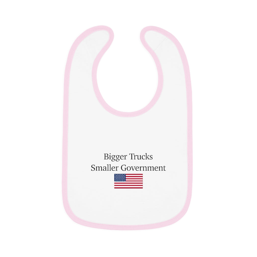 Baby Contrast Trim Jersey Bib - Bigger Trucks Smaller Government